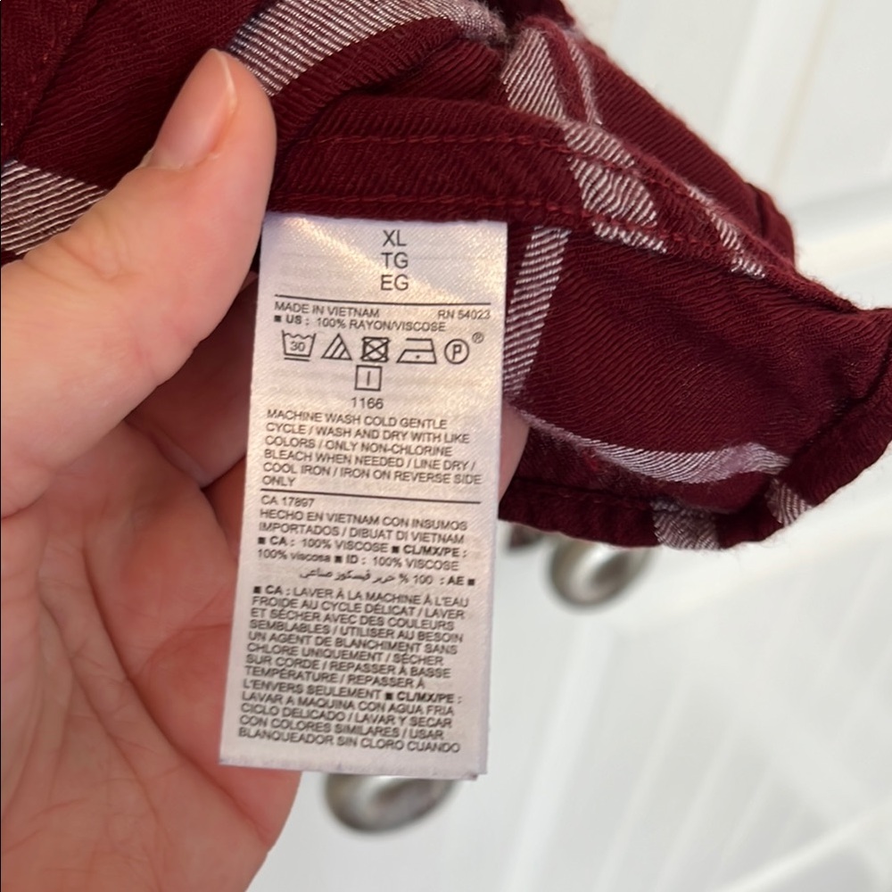 Old Navy Burgundy Plaid Shirt Dress - Picture 7 of 8